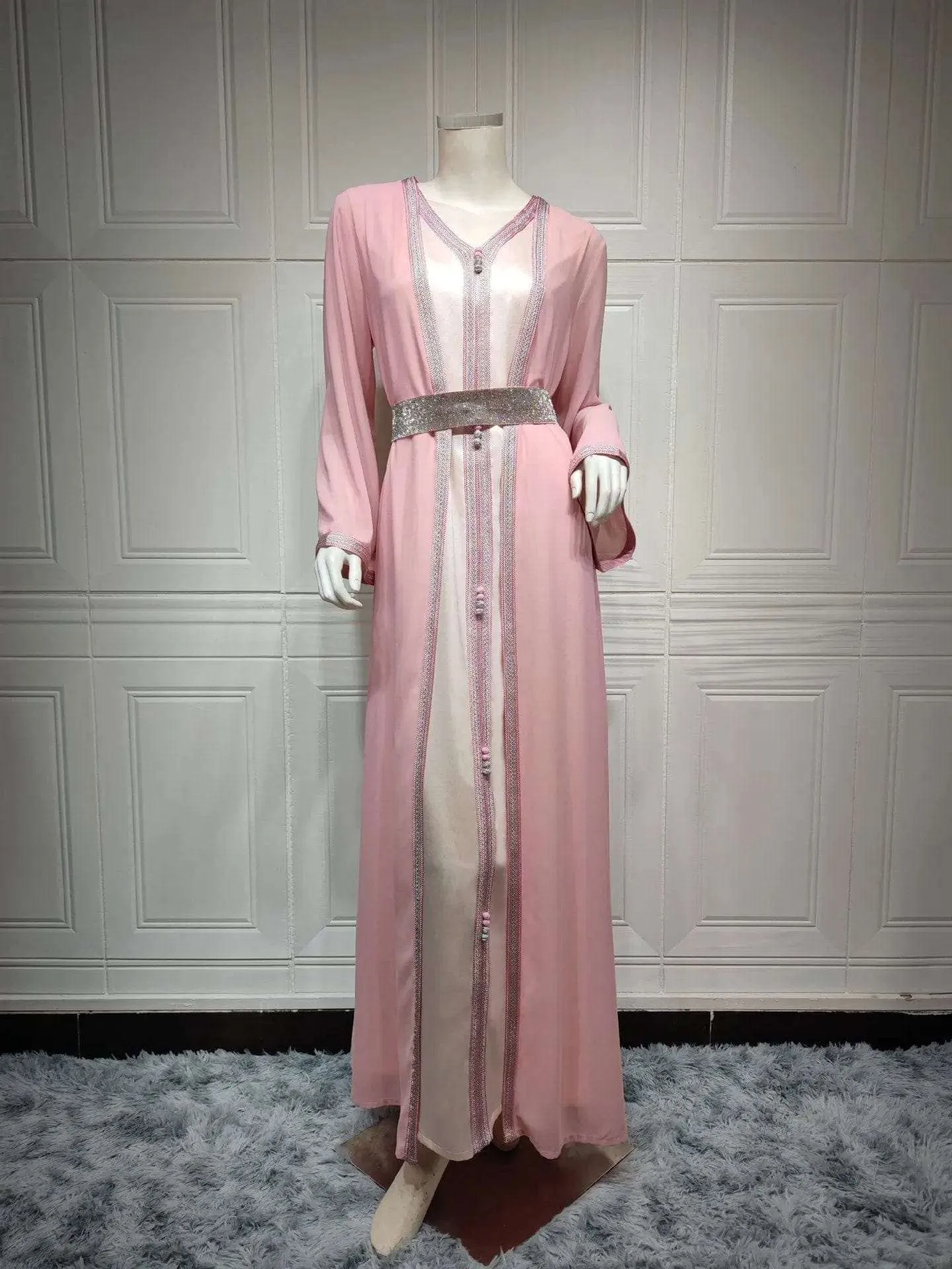 🌺 Chiffon Faux Wrap Dress - Elegant Arabian Women's Clothing 🌺