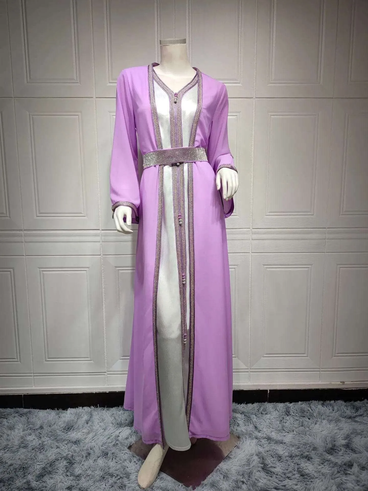 🌺 Chiffon Faux Wrap Dress - Elegant Arabian Women's Clothing 🌺