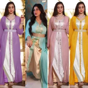 🌺 Chiffon Faux Wrap Dress - Elegant Arabian Women's Clothing 🌺