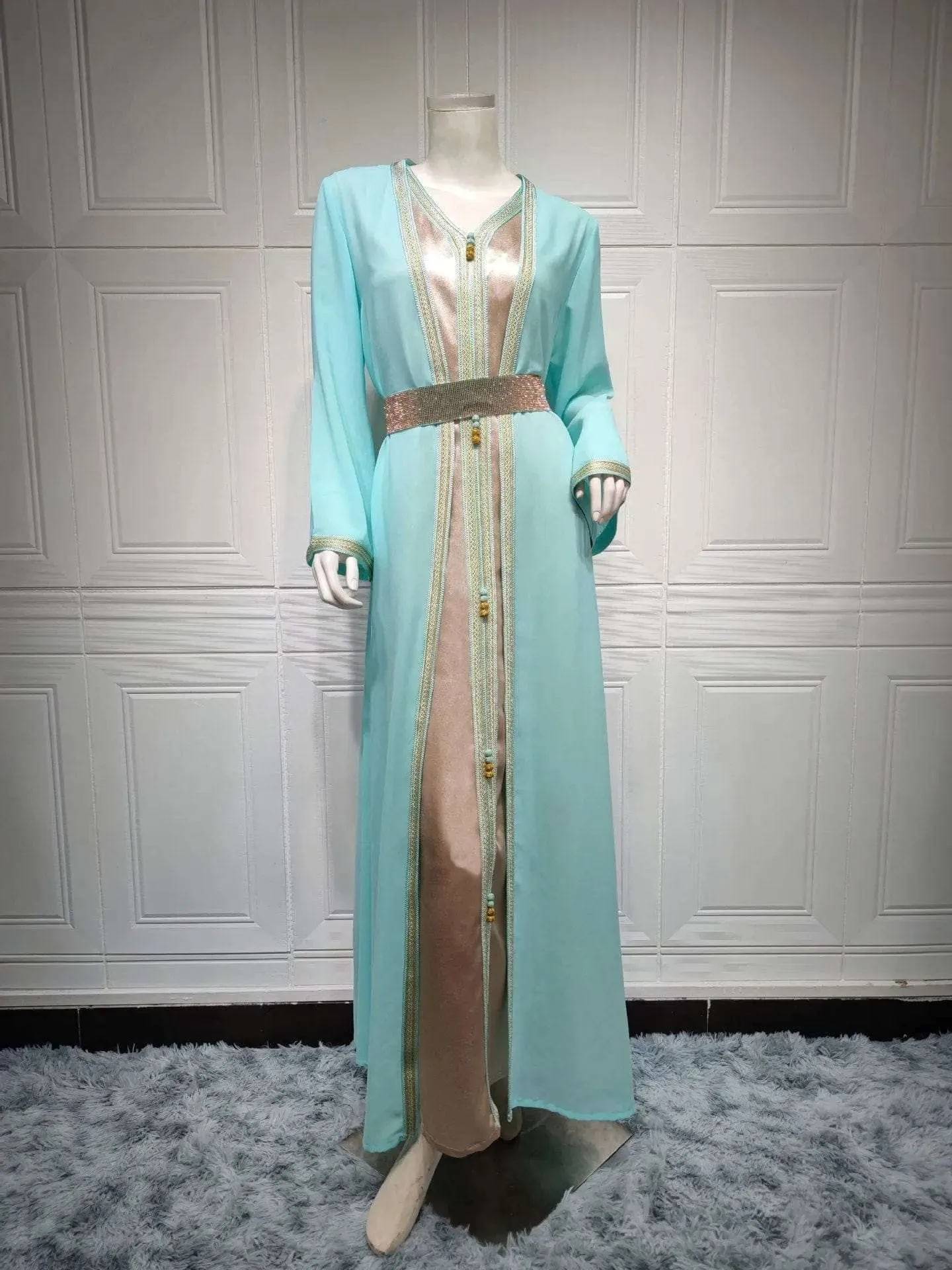 🌺 Chiffon Faux Wrap Dress - Elegant Arabian Women's Clothing 🌺