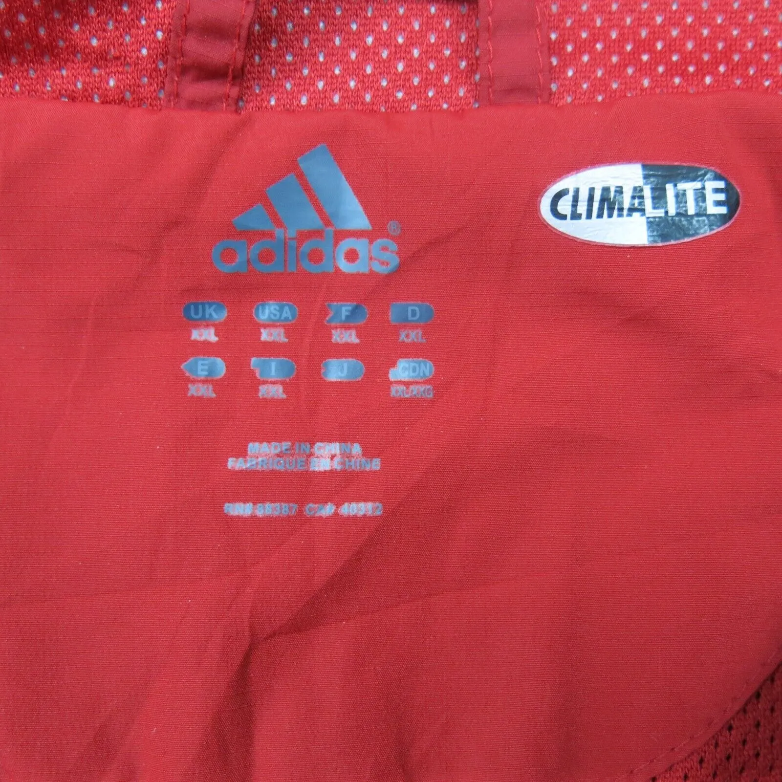 Adidas Mens Track Jacket Full Zip Up Mock Neck Long Sleeves Climalite Red SZ XXL