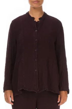 Aubergine Peplum Mélange Linen Jacket