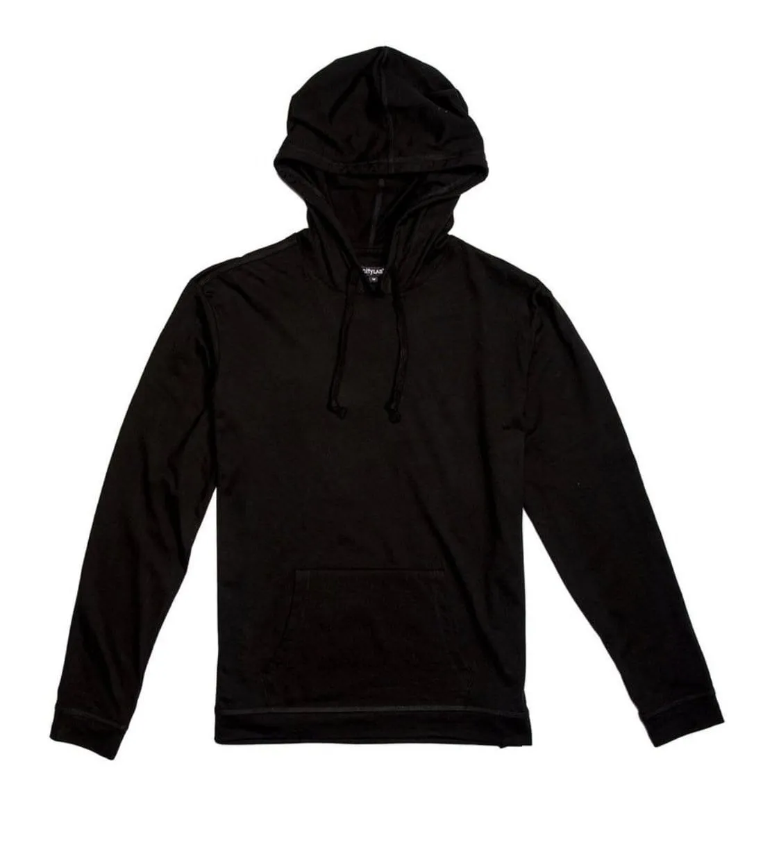 Black Jersey Long Sleeve Hoodie