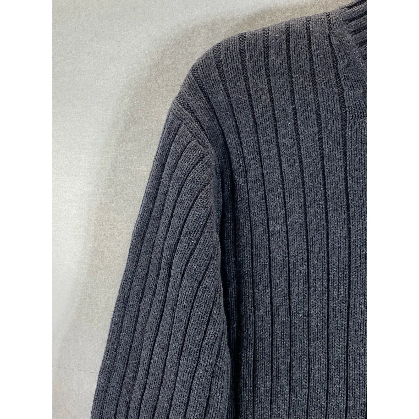 BROOKS Men's Gray Ribbed Mock-Collar Pullover Sweaters SZ L
