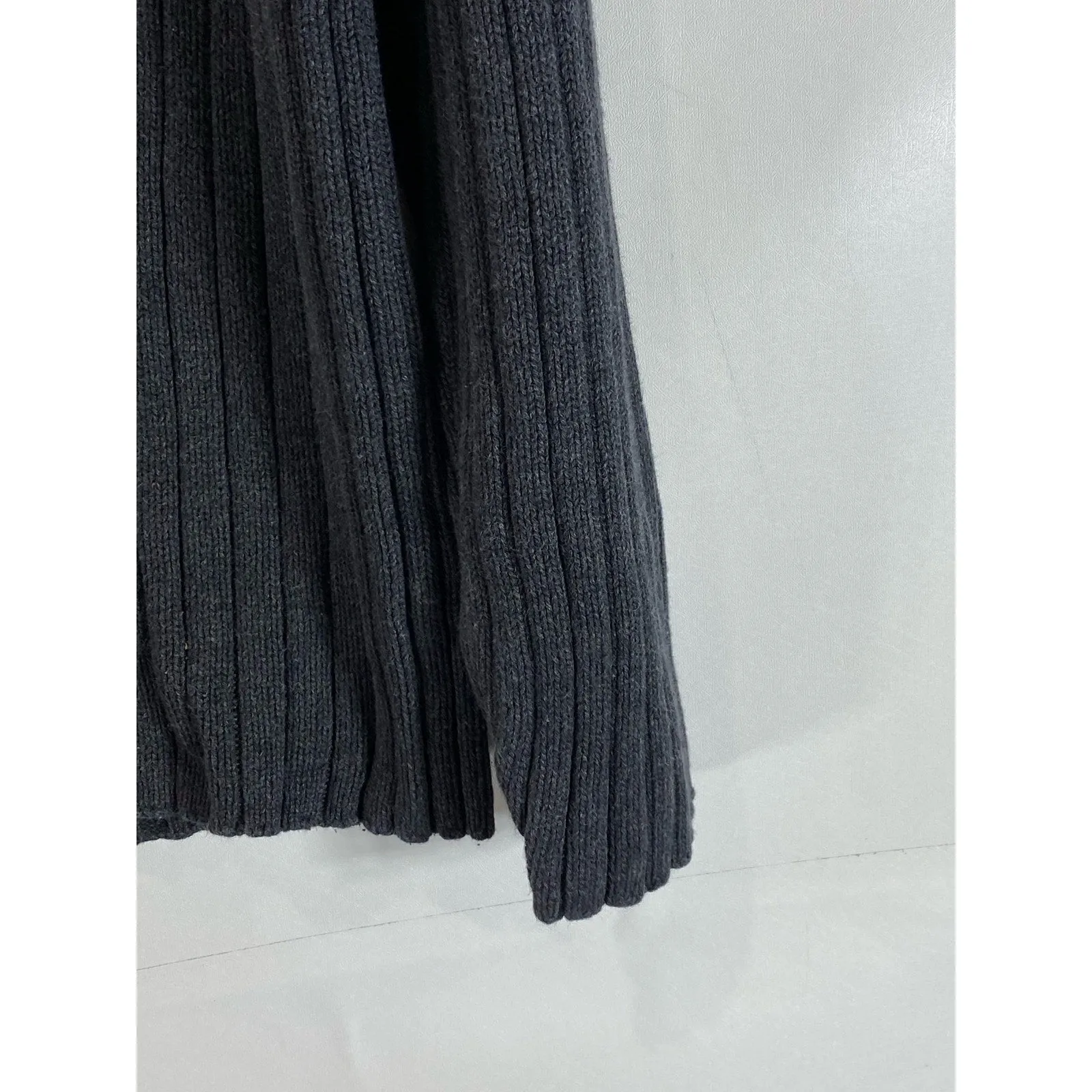 BROOKS Men's Gray Ribbed Mock-Collar Pullover Sweaters SZ L