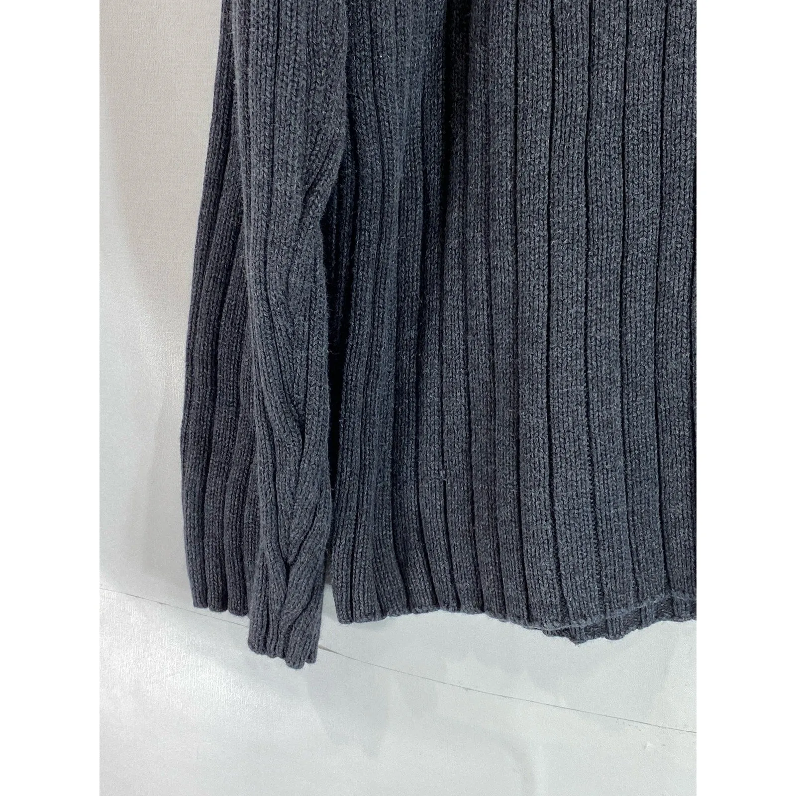 BROOKS Men's Gray Ribbed Mock-Collar Pullover Sweaters SZ L