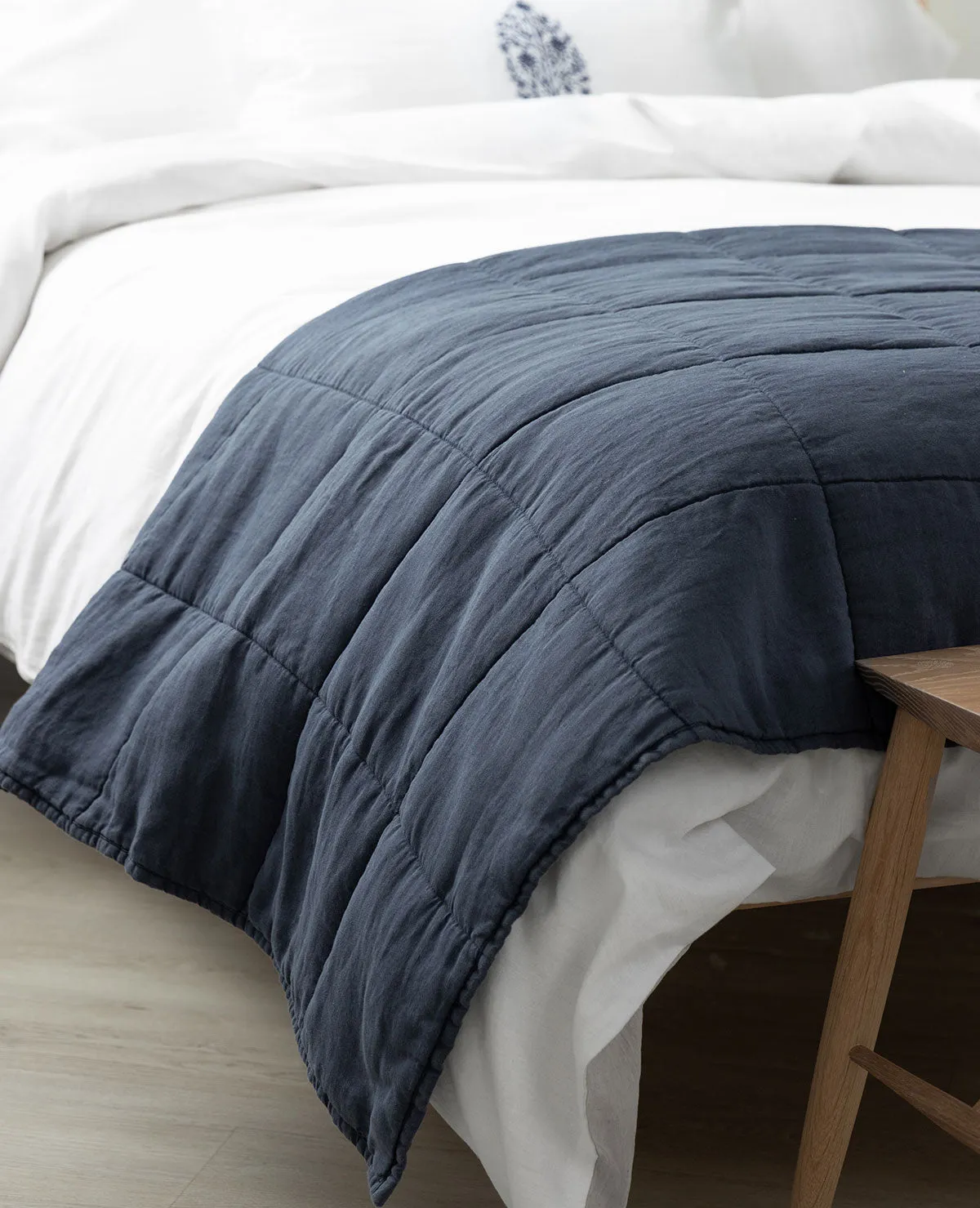 Camden Linen Quilt Navy