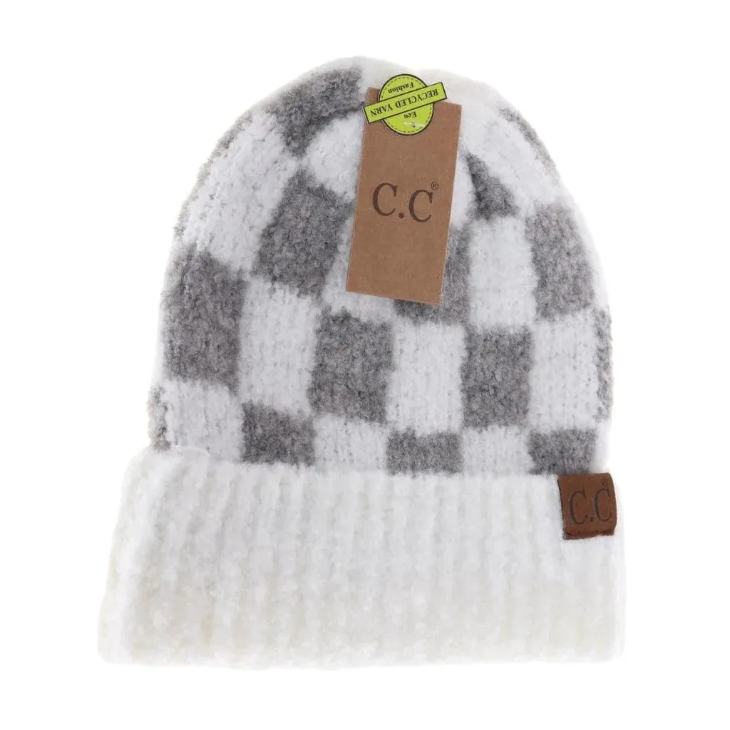C.C. Boucle Checkered Beanie - More Colors