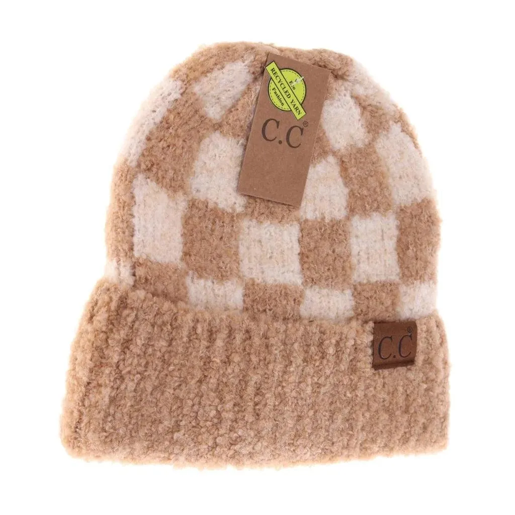 C.C. Boucle Checkered Beanie - More Colors