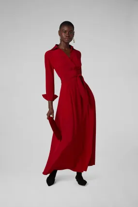Celia Silk Maxi Full Skirt Wrap Dress