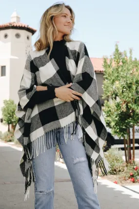 Classic Tassel Buffalo Check Poncho