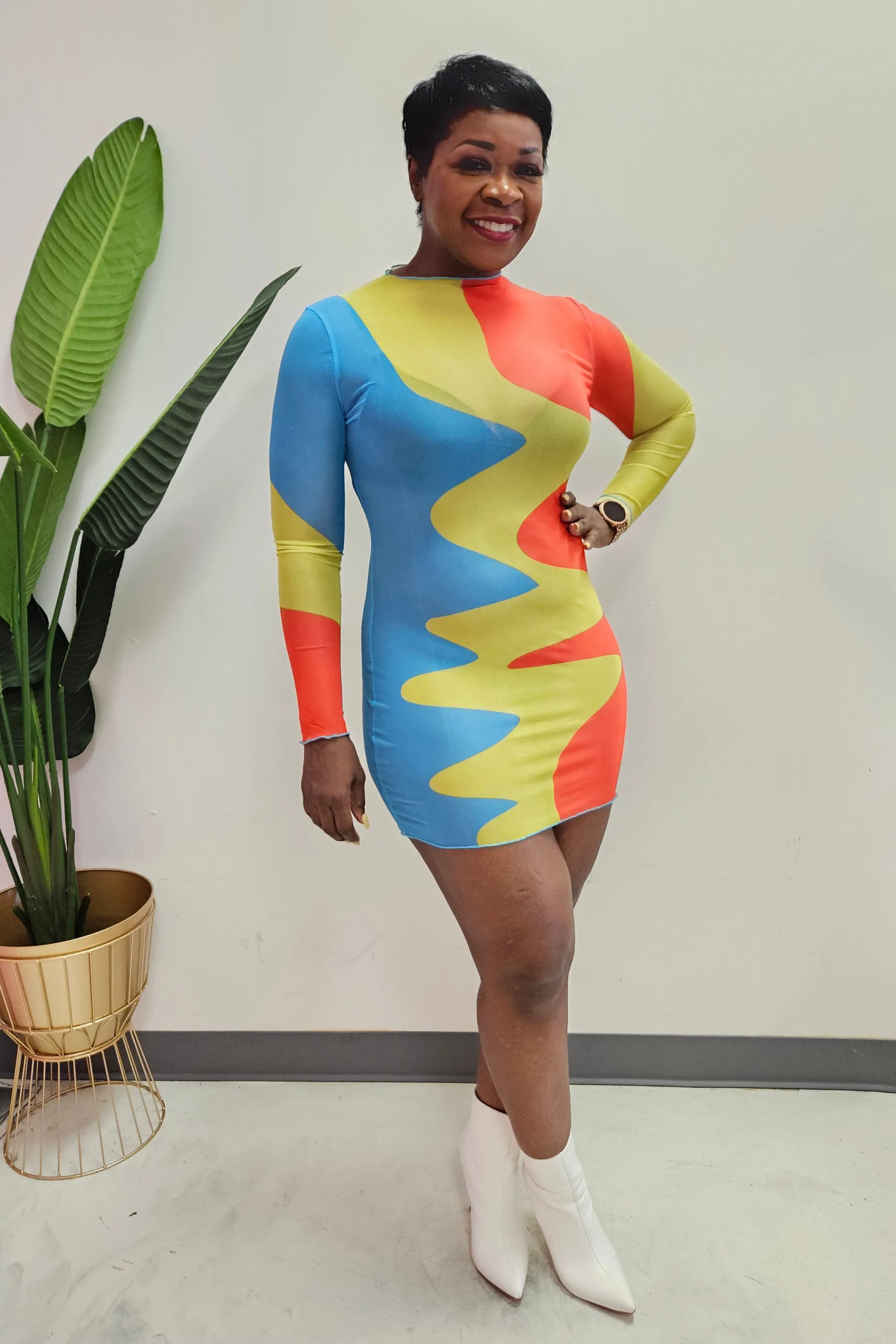 Color Block Mesh Dress