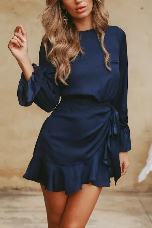 Delaney L/S Tie Mini Dress