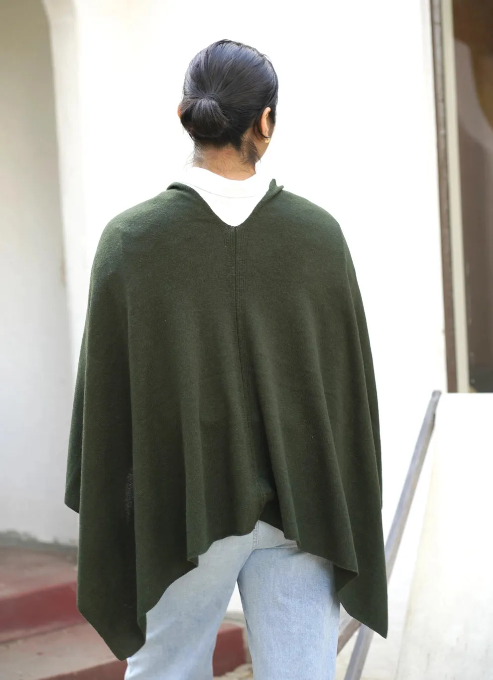 Dolma Cashmere Poncho - SEAWEED