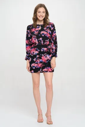 Erika Long Sleeve Surplice Mini Dress
