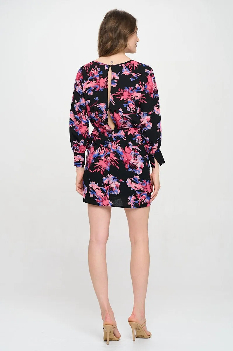 Erika Long Sleeve Surplice Mini Dress