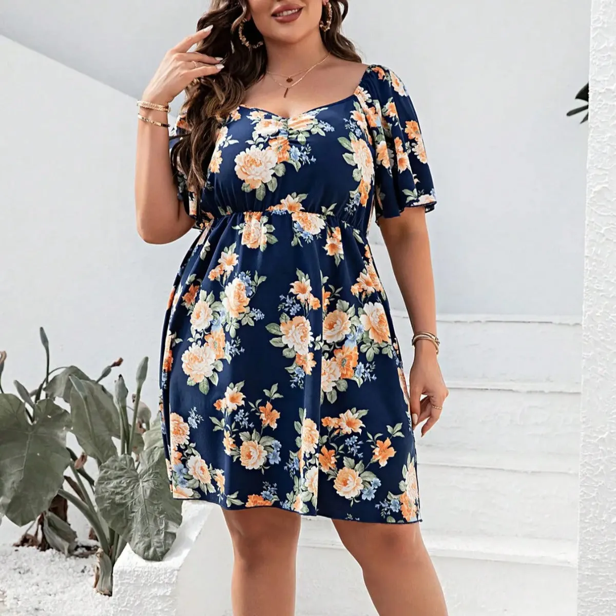 Flattering Resort Dress | U-Neck, High Waist Design for Spring & Summer