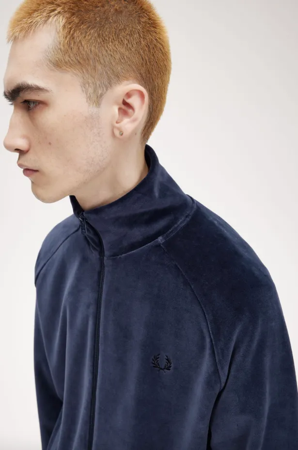 Fred Perry Velour Track Jacket/Dark Carbon - AW24 SALE