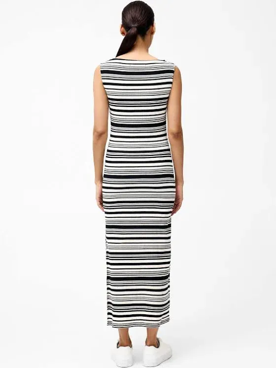 French Connection Sasia Rib Stripe Dress - Black/White