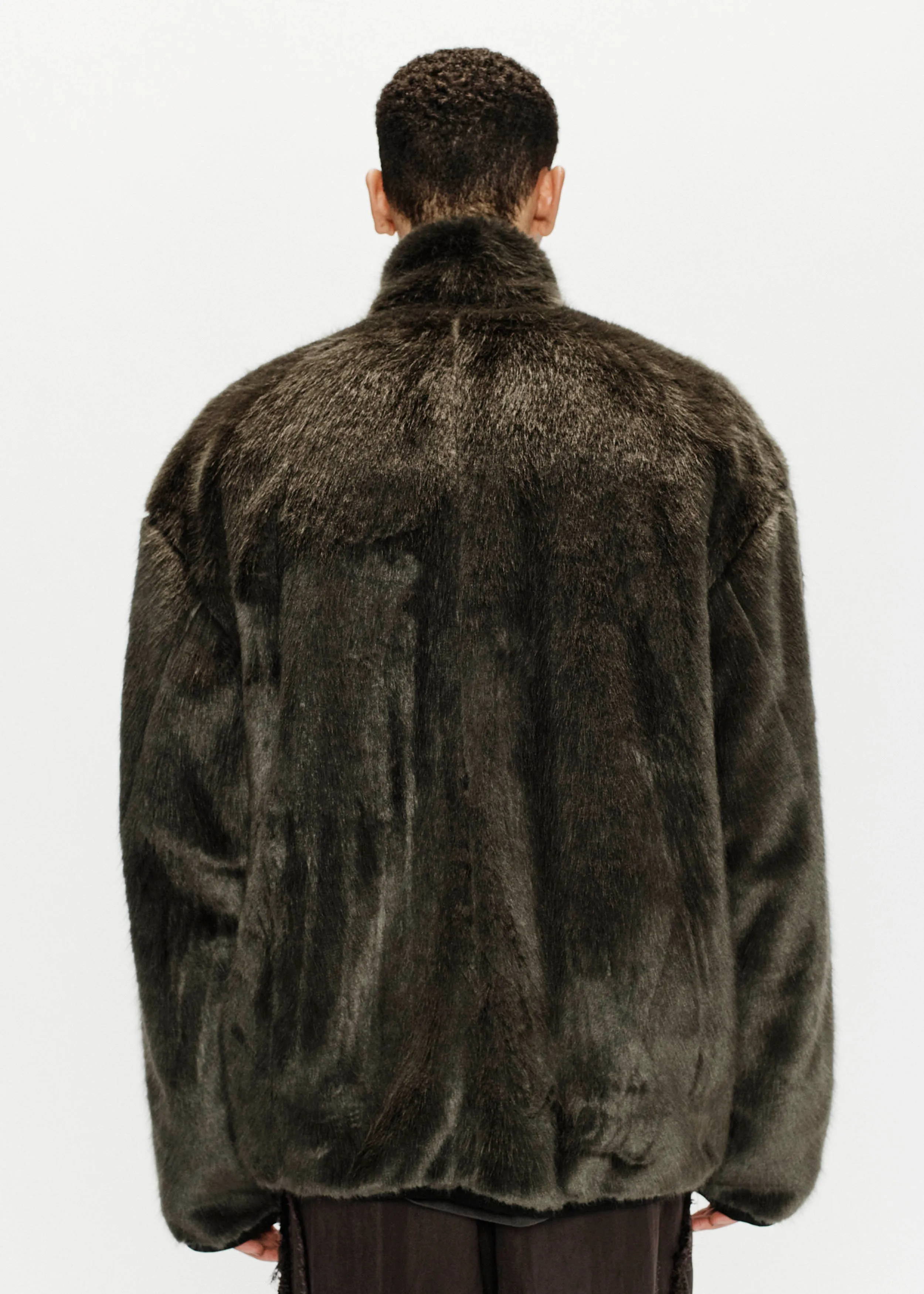 Funnel Track Jacket - Faux Fur (Charcoal)