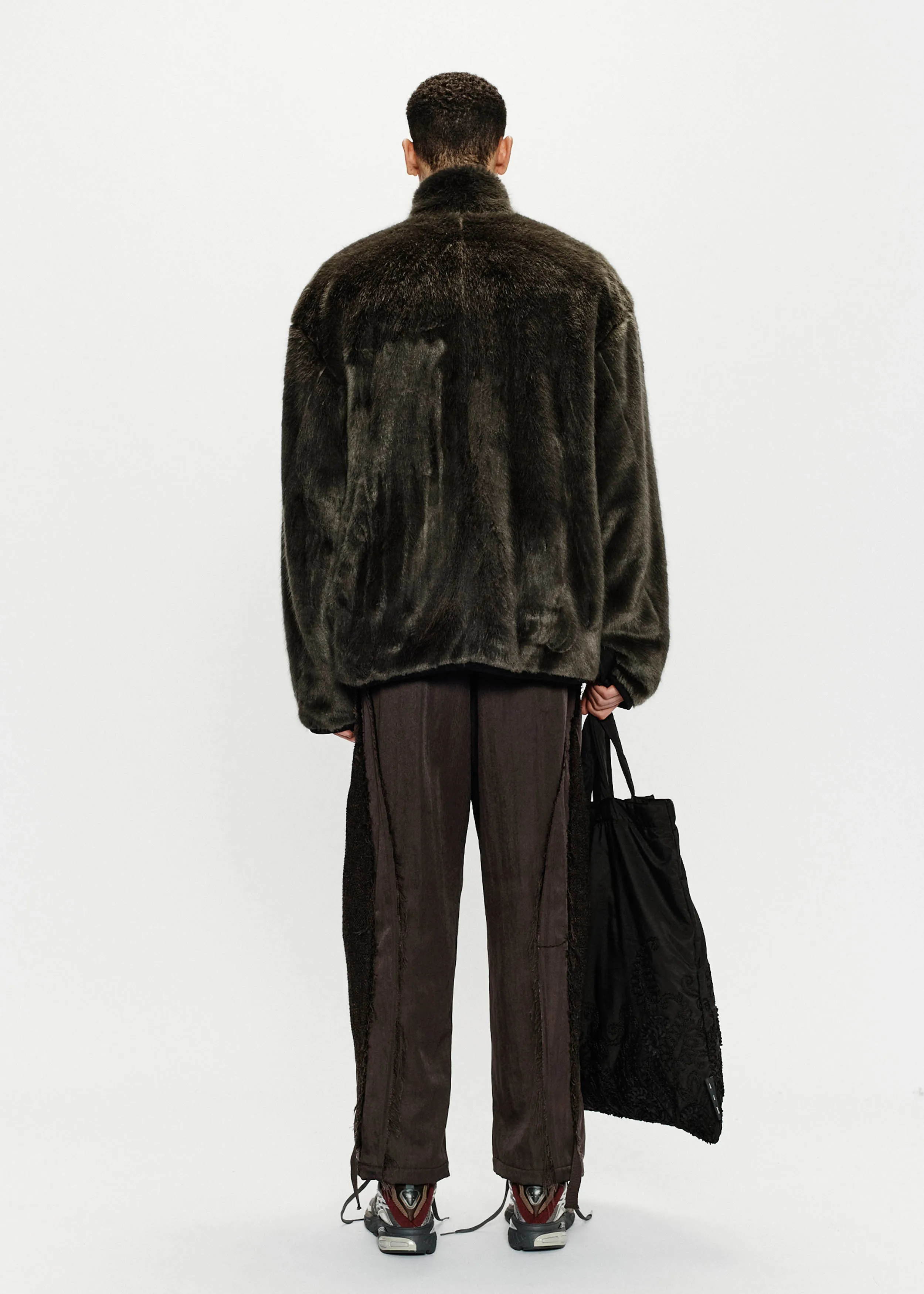 Funnel Track Jacket - Faux Fur (Charcoal)