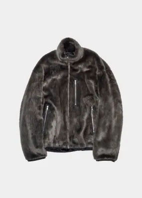 Funnel Track Jacket - Faux Fur (Charcoal)