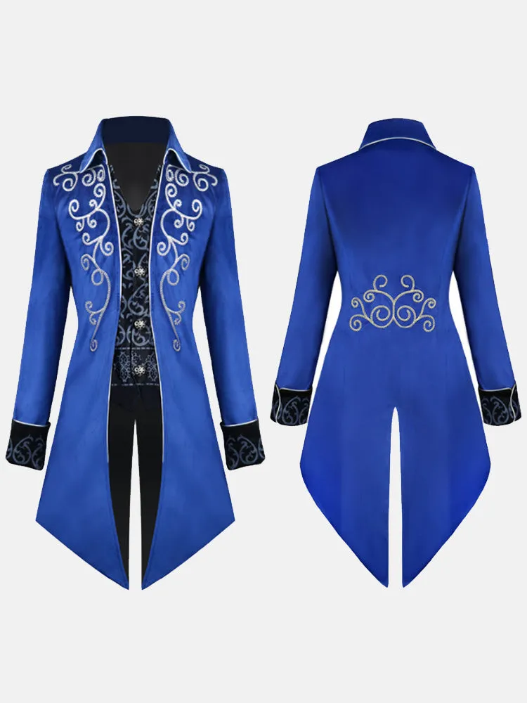 Fydude Men'S Halloween Medieval Retro Silver Trim Tuxedo