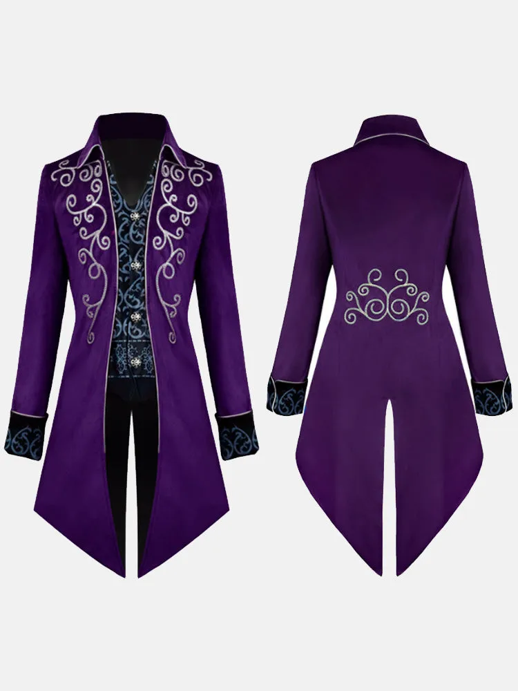 Fydude Men'S Halloween Medieval Retro Silver Trim Tuxedo
