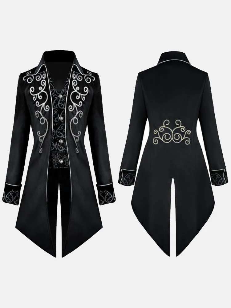 Fydude Men'S Halloween Medieval Retro Silver Trim Tuxedo