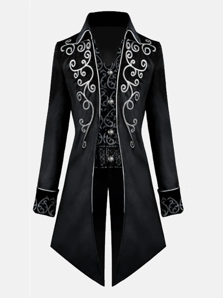 Fydude Men'S Halloween Medieval Retro Silver Trim Tuxedo