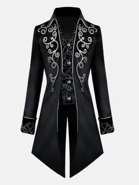 Fydude Men'S Halloween Medieval Retro Silver Trim Tuxedo