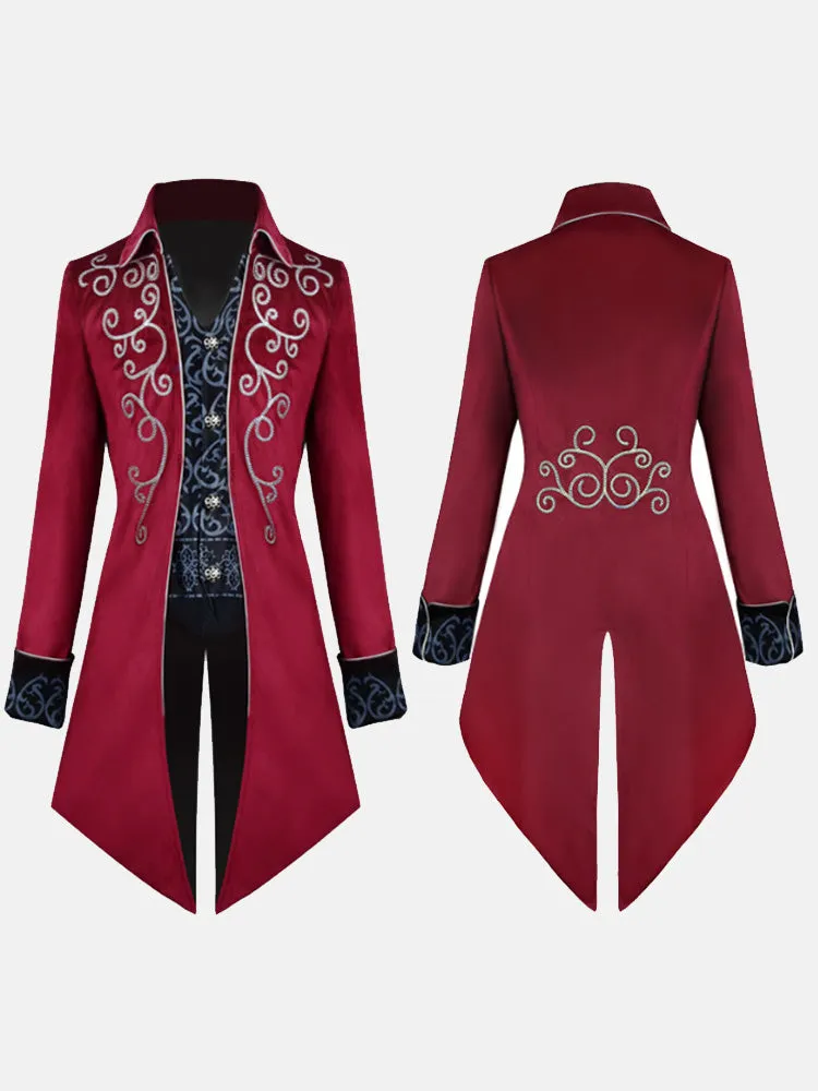 Fydude Men'S Halloween Medieval Retro Silver Trim Tuxedo
