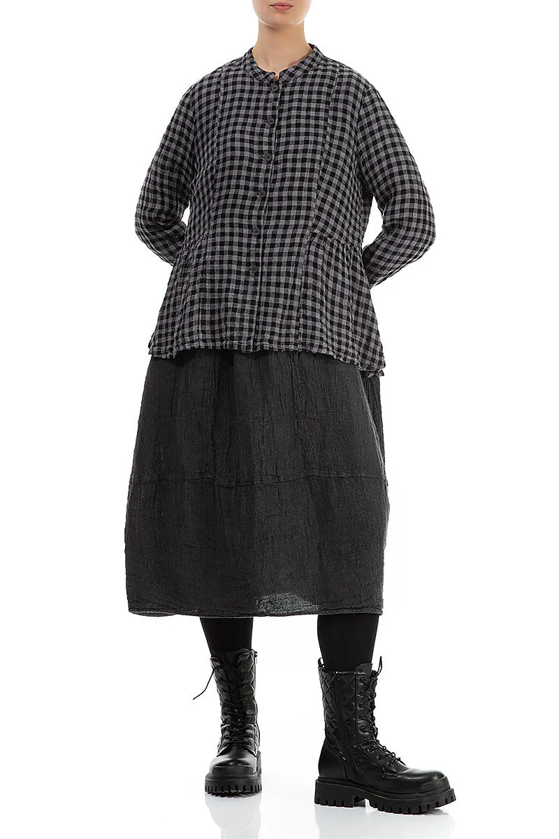 Grey Check Peplum Linen Jacket