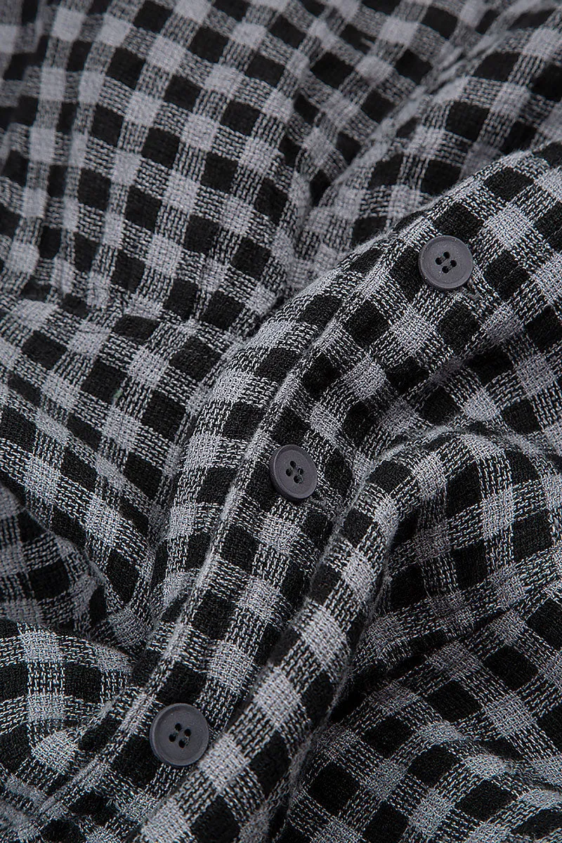 Grey Check Peplum Linen Jacket