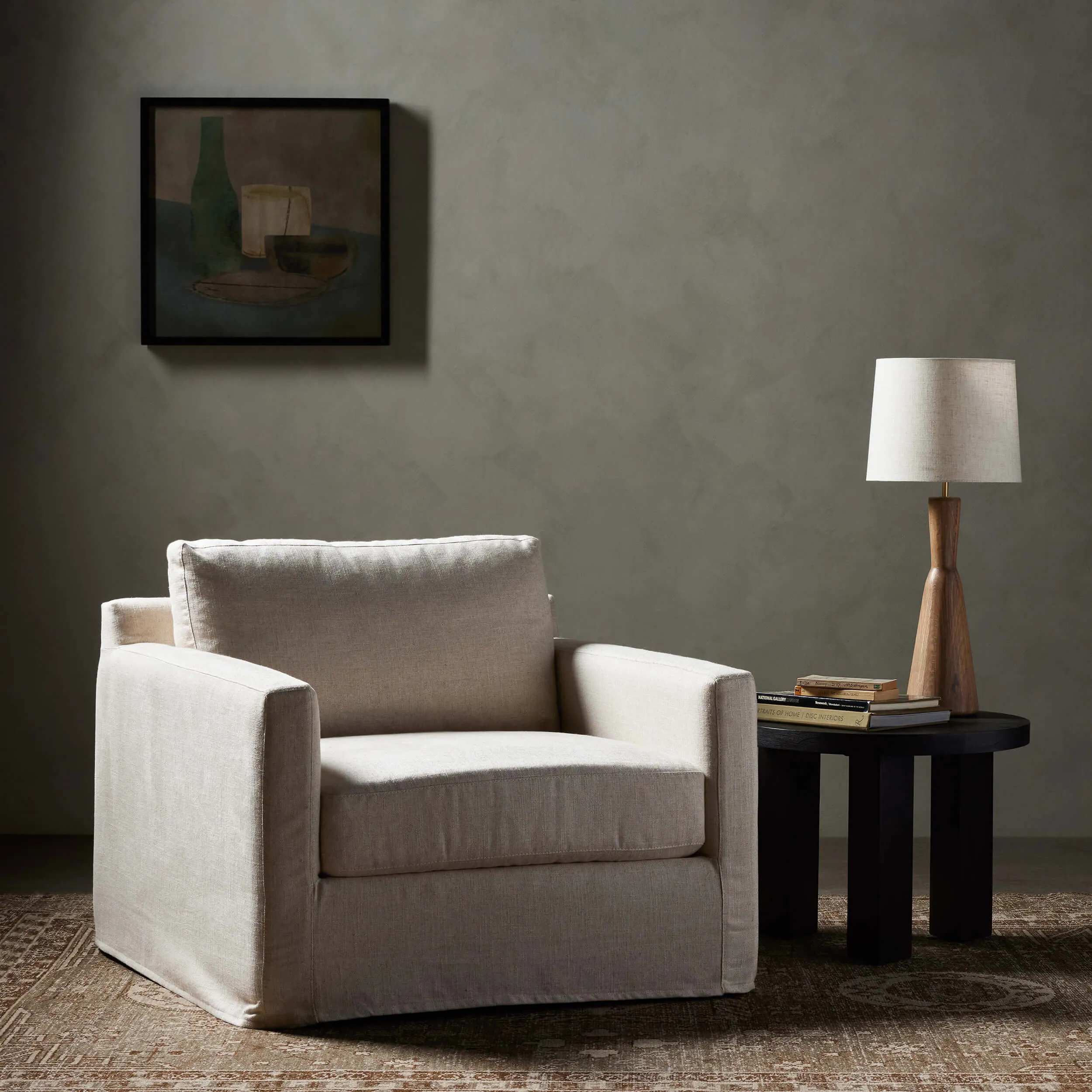 Hampton Slipcover Chair and a Half, Evere Oatmeal