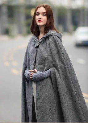 Hooded Shawl Extended Cape Coat | Versatile 5-Color Hooded Shawl Poncho (MOA088)