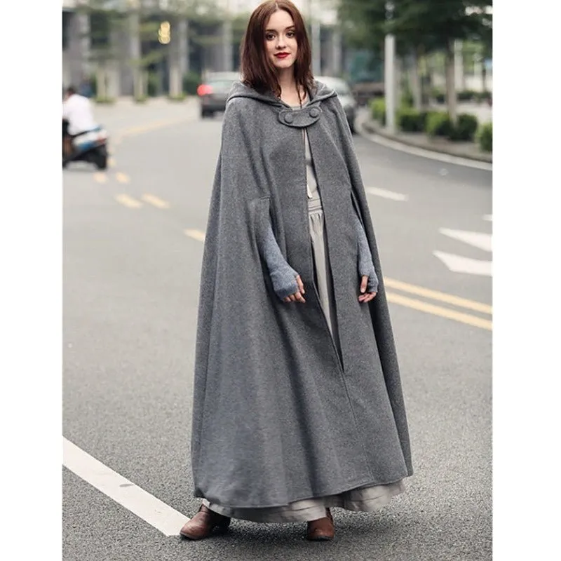 Hooded Shawl Extended Cape Coat | Versatile 5-Color Hooded Shawl Poncho (MOA088)
