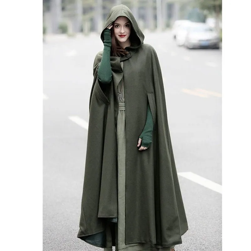 Hooded Shawl Extended Cape Coat | Versatile 5-Color Hooded Shawl Poncho (MOA088)