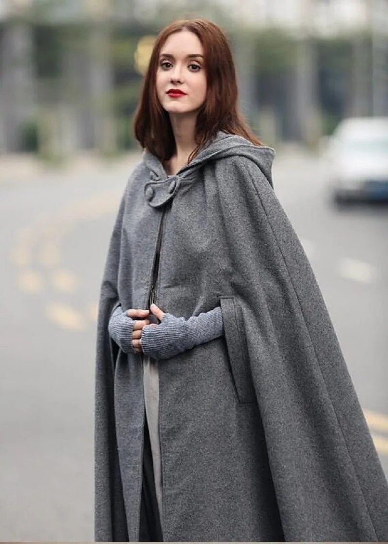 Hooded Shawl Extended Cape Coat | Versatile 5-Color Hooded Shawl Poncho (MOA088)