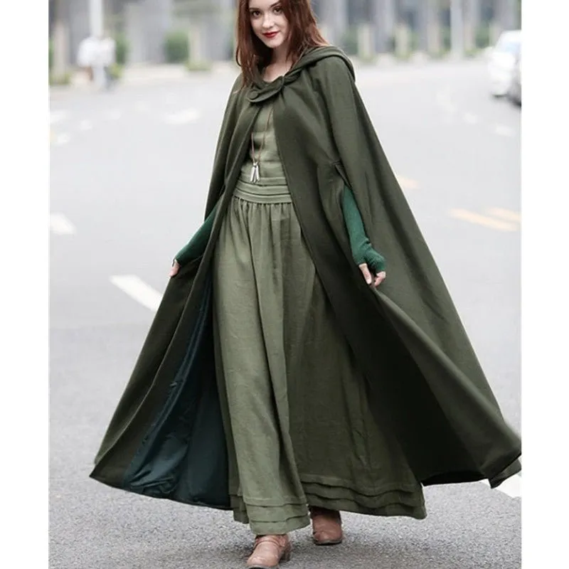 Hooded Shawl Extended Cape Coat | Versatile 5-Color Hooded Shawl Poncho (MOA088)