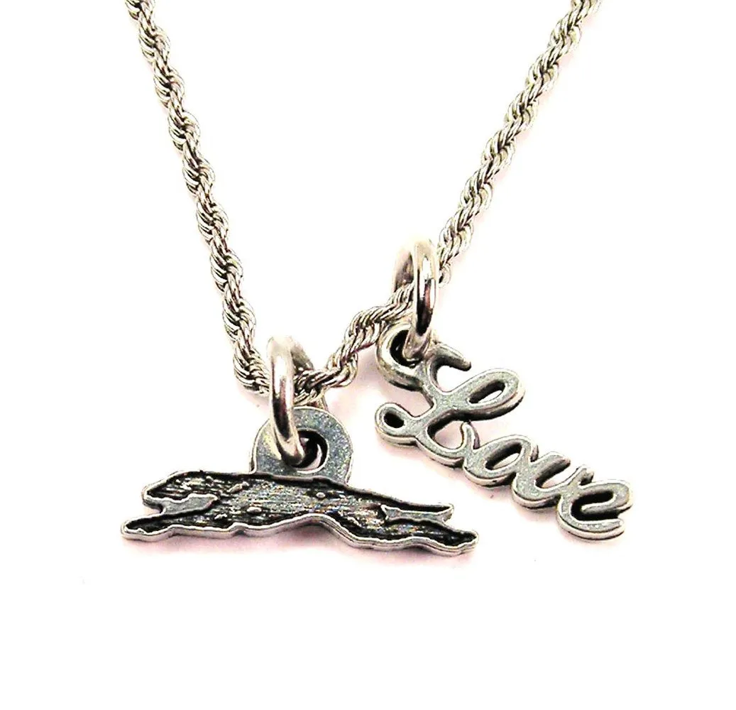 Leaping Greyhound 20" Chain Necklace With Cursive Love Accent