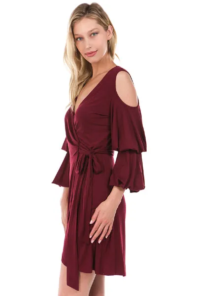 LEILANI WRAP DRESS (Wine)- VD2193