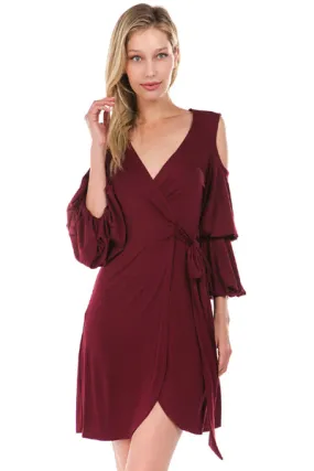 LEILANI WRAP DRESS (Wine)- VD2193