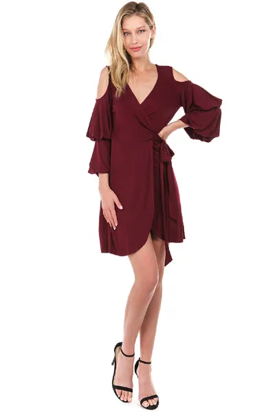 LEILANI WRAP DRESS (Wine)- VD2193