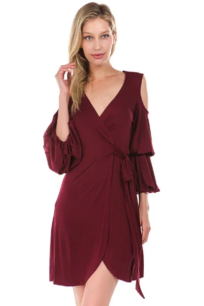LEILANI WRAP DRESS (Wine)- VD2193