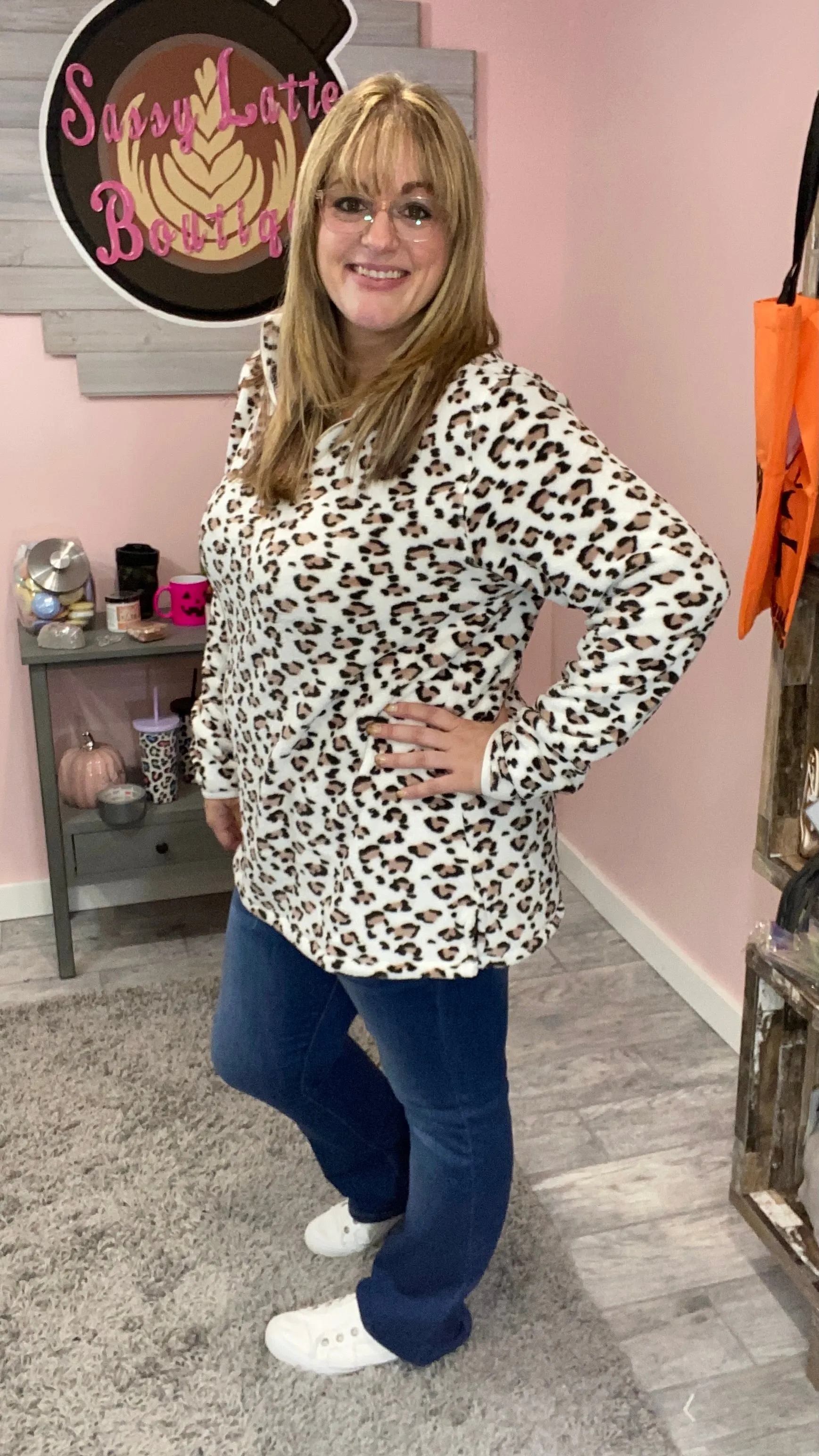 Liam Leopard Fleece Pullover