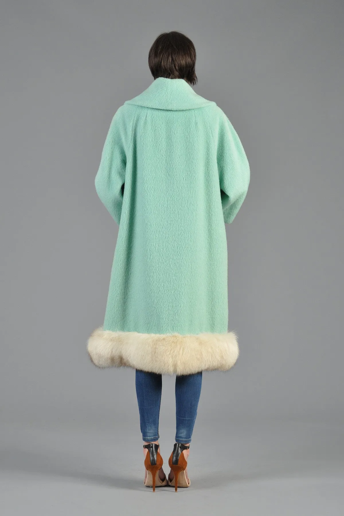 Lilli Ann Aqua Wool   Fox Fur Coat