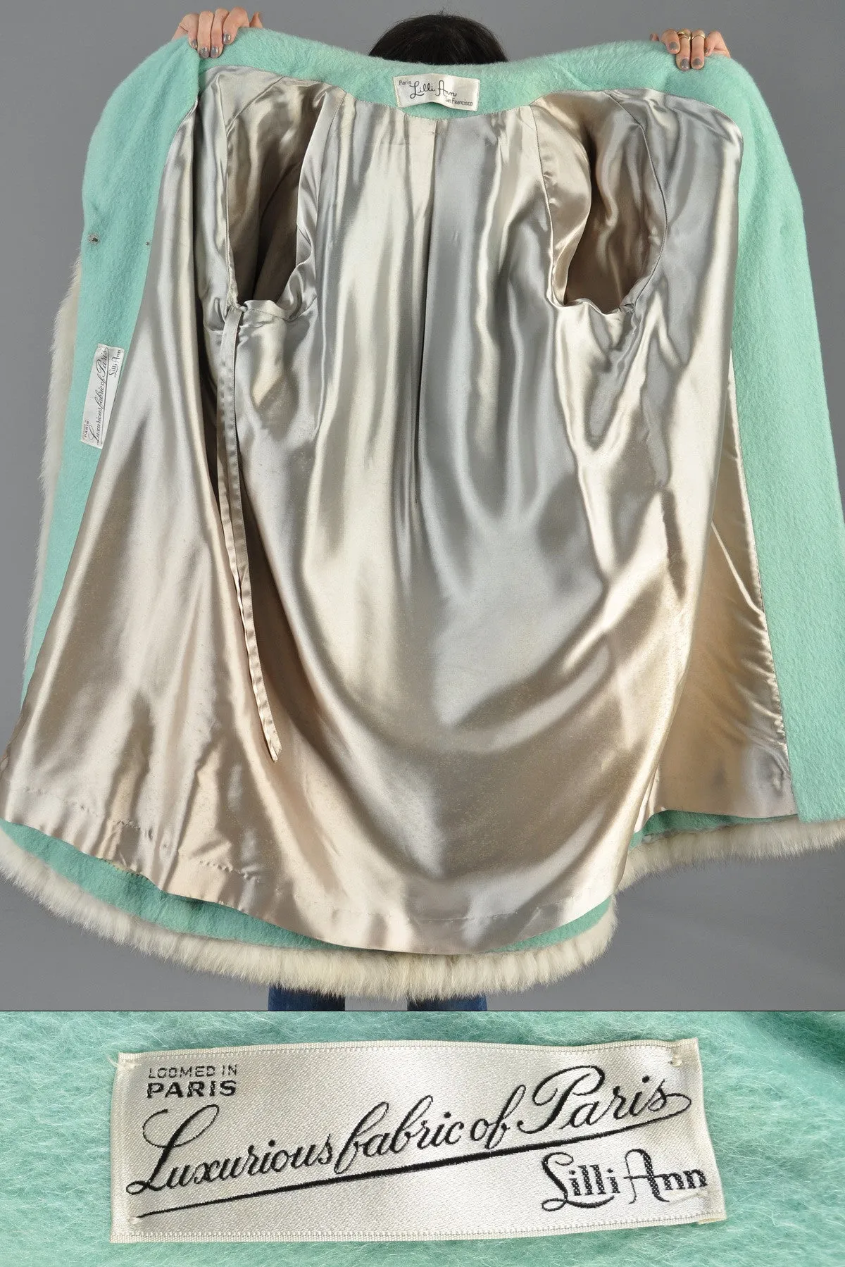 Lilli Ann Aqua Wool   Fox Fur Coat