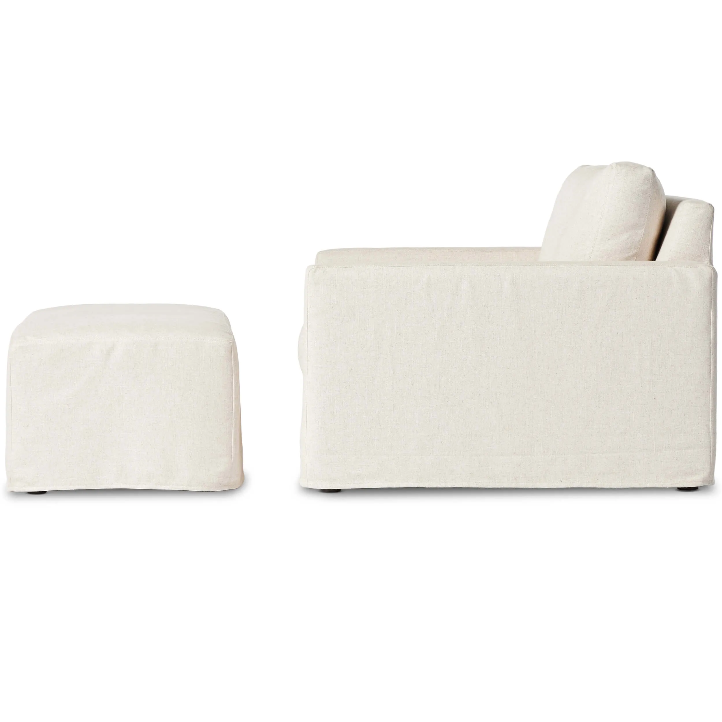 Maddox Slipcover Chair with Ottoman, Evere Oatmeal