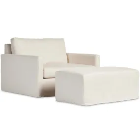 Maddox Slipcover Chair with Ottoman, Evere Oatmeal